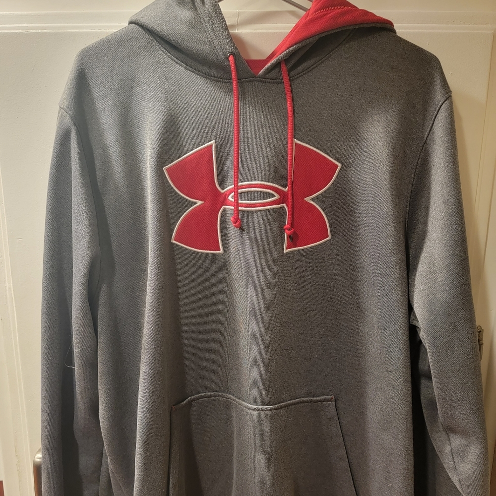 UNDER ARMOUR Fleece Hoodie Big Logo Red Sz XL/TG